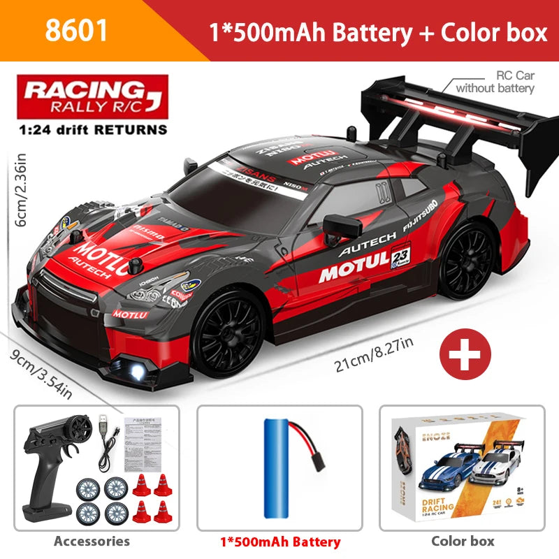 1:24 High Speed RC Drift Vehicle Cars Mustang 4WD Remote Control Racing Car Gift Competition Race Car Boys Toy Replaceable Tire