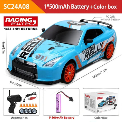 1:24 High Speed RC Drift Vehicle Cars Mustang 4WD Remote Control Racing Car Gift Competition Race Car Boys Toy Replaceable Tire