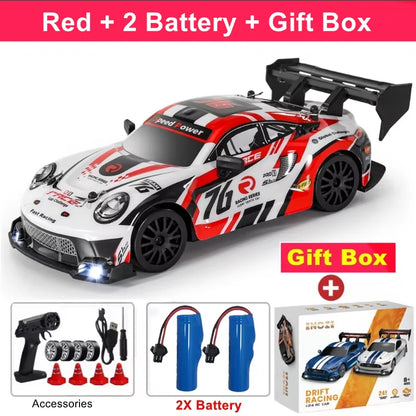 RC Drift Car 4WD Remote Control High Speed Racing Vehicle with LED Lights 2.4GHz Radio 4x4 Off-Road Truck Toy for Children Kids