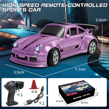 1/64 RC Car 2.4G 4WD High Speed Drift Mini Desktop Racing Car Four Wheel Drive Radio Controlled Mini GTR Racing Model Boy Toy