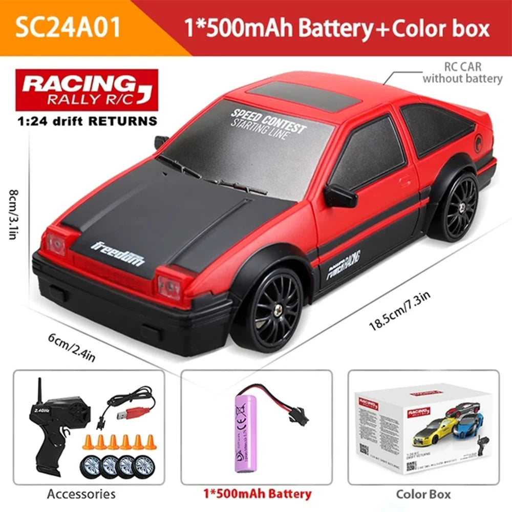 1:24 High Speed RC Drift Vehicle Cars Mustang 4WD Remote Control Racing Car Gift Competition Race Car Boys Toy Replaceable Tire