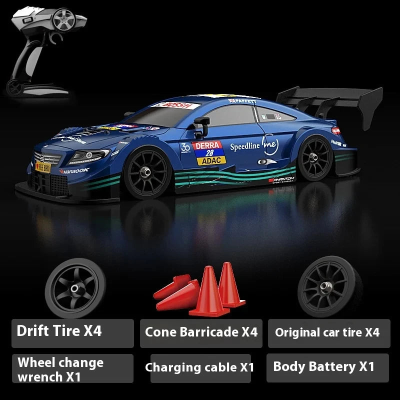 Drift Car 1:16 40km/h 2.4G 4WD High Speed 3 Type of Tire 2 sets of Tail Classic Edition Professional Racing Rc Cars for Adults