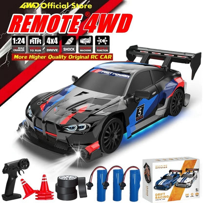 RC Drift Car 4WD Remote Control High Speed Racing Vehicle with LED Lights 2.4GHz Radio 4x4 Off-Road Truck Toy for Children Kids